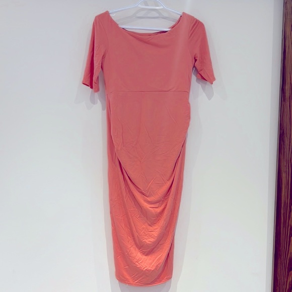 Size 2 Coral Quarter Sleeve Maternity Dress - Picture 1 of 2